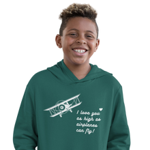Lade das Bild in den Galerie-Viewer, I love you as high as airplanes can fly! - Flight Kids Hoodie Bio
